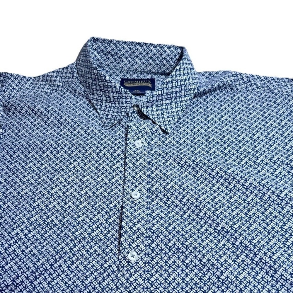 Cremieux Premium Denim shirt mens XXL blue geometric print long sleeve button up